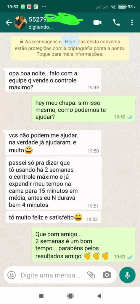 Como funciona o Controle Máximo? O Controle Máximo é um curso online que oferece truques e estratégias 100% naturais para eliminar a ejaculação precoce de forma permanente. Com isso, o método, os participantes podem observar os efeitos positivos em algumas semanas de prática. O efeitos são permanentes? Sim, os efeitos são permanentes. Você não irá perder os benefícios que ganhou após interromper o método.