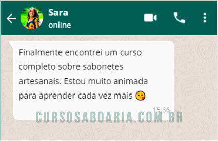 Depoimento da Aluna Sara do Curso de Saboaria Artesanal.