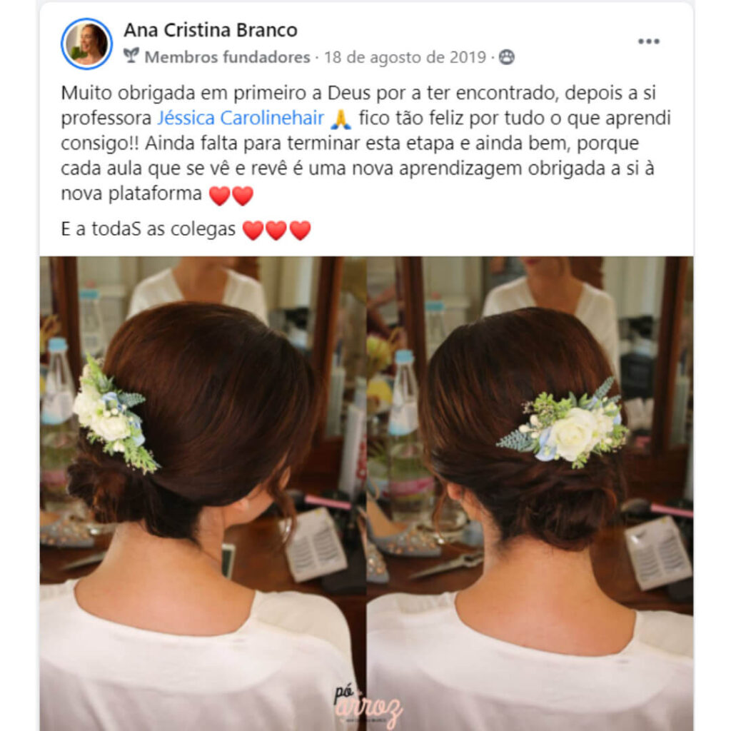 O Método JC Jessica Carolinehair Funciona? Sim, o Método JC Jessica Carolinehair funciona. O curso aborda desde os conceitos básicos da criação de penteados até a finalização. Método JC Jessica Carolinehair é um programa de ensino de penteados ministrado pela professora Jessica CarolineHair. O curso é voltado para pessoas que desejam aprender a fazer penteados passo a passo. O Método JC Jessica Carolinehair Vale a Pena? Sim, o Método JC Jessica Carolinehair vale a pena. Todo o ensino é através do Método Jessica Carolinehair. Método exclusivo que usa as técnicas de bases para criação de penteados e já ajudou mais de 500 alunos a aprender penteados de fato.