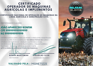 Curso Completo Mecânico Agrícola e Operador Agrícola Funciona? Sim, o Curso Completo Mecânico Agrícola e Operador Agrícola funciona. O curso abrange três áreas distintas e é projetado para transformar os alunos em especialistas nessas áreas. O conteúdo do curso inclui tópicos como mecânica definitiva, hidráulica profissional, elétrica avançada, injeção eletrônica, elétrica completa, montagem e desmontagem de motores agrícolas a diesel, operação de máquinas agrícolas como plantadeiras, colheitadeiras, tratores e pulverizadores. Além disso, o curso menciona trabalhar com marcas populares no mercado, como Case IH, John Deere e New Holland. Curso Completo Mecânico Agrícola e Operador Agrícola Vale a Pena? Sim, o Curso Completo Mecânico Agrícola e Operador Agrícola vale a pena. O objetivo do curso é fornecer conhecimentos e habilidades para os alunos se tornarem especialistas em Mecânica Agrícola e Operação de Máquinas Agrícolas. O curso visa capacitar os alunos em técnicas avançadas de manutenção, reparo e operação de implementos agrícolas, abrangendo áreas como mecânica, elétrica e hidráulica. Além disso, o curso busca preparar os alunos para trabalhar com as principais marcas de máquinas agrícolas do mercado, como Case IH, John Deere e New Holland. O curso promete ajudar os alunos a ganhar até 7 mil reais por mês após a conclusão.