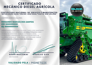 Curso Completo Mecânico Agrícola e Operador Agrícola Funciona? Sim, o Curso Completo Mecânico Agrícola e Operador Agrícola funciona. O curso abrange três áreas distintas e é projetado para transformar os alunos em especialistas nessas áreas. O conteúdo do curso inclui tópicos como mecânica definitiva, hidráulica profissional, elétrica avançada, injeção eletrônica, elétrica completa, montagem e desmontagem de motores agrícolas a diesel, operação de máquinas agrícolas como plantadeiras, colheitadeiras, tratores e pulverizadores. Além disso, o curso menciona trabalhar com marcas populares no mercado, como Case IH, John Deere e New Holland. Curso Completo Mecânico Agrícola e Operador Agrícola Vale a Pena? Sim, o Curso Completo Mecânico Agrícola e Operador Agrícola vale a pena. O objetivo do curso é fornecer conhecimentos e habilidades para os alunos se tornarem especialistas em Mecânica Agrícola e Operação de Máquinas Agrícolas. O curso visa capacitar os alunos em técnicas avançadas de manutenção, reparo e operação de implementos agrícolas, abrangendo áreas como mecânica, elétrica e hidráulica. Além disso, o curso busca preparar os alunos para trabalhar com as principais marcas de máquinas agrícolas do mercado, como Case IH, John Deere e New Holland. O curso promete ajudar os alunos a ganhar até 7 mil reais por mês após a conclusão.