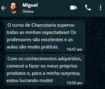 Escola de Charcutaria Artesanal Funciona? Sim, o Escola de Charcutaria Artesanal funciona. O curso de Charcutaria Artesanal oferece a oportunidade de aprender a preparar defumados artesanais de forma simples e prática. É um curso online completo, com aulas detalhadas passo a passo, mesmo para iniciantes. Escola de Charcutaria Artesanal Vale a Pena? Sim, oEscola de Charcutaria Artesanal vale a pena. O curso de Charcutaria Artesanal é um programa completo e online que ensina passo a passo a preparação de defumados artesanais. É adequado para iniciantes e oferece acesso imediato por meio de dispositivos como celular, tablet ou computador. O conteúdo abrange uma variedade de defumados, com aulas em vídeo detalhadas e de fácil entendimento. 