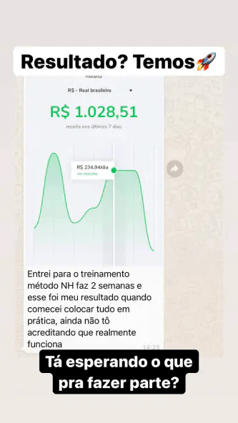 O Método NH Funciona? Sim, o Método NH funciona.  O curso é um treinamento completo, com 40 módulos e mais de 300 aulas em vídeo. O conteúdo é direcionado para iniciantes e abrange desde o básico até o avançado. O Método NH Vale a Pena? Sim, o Método NH vale a pena. Com o  curso você conseguirá resultados sem a necessidade de investimento financeiro adicional, apenas usando um celular e conexão com a internet. Assim, qualquer pessoa pode ter sucesso, independentemente de seu nível de conhecimento.