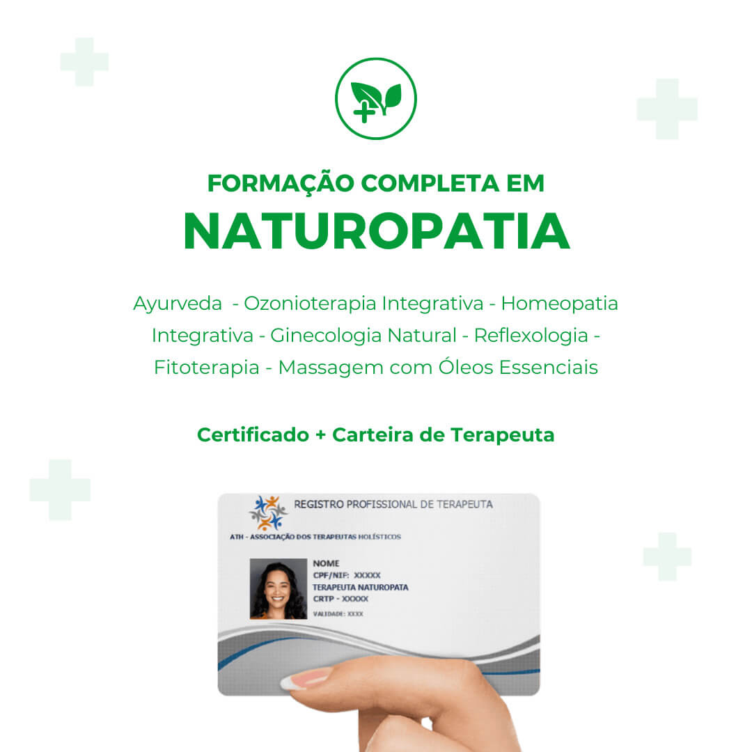 Formação em Naturopatia Funciona? Sim, a Formação em Naturopatia funciona. Esse curso de Naturopatia visa formar especialistas em bem-estar holístico, utilizando práticas antigas e modernas para promover a saúde do corpo e da mente. Formação em Naturopatia Vale a Pena? Sim, a Formação em Naturopatia vale a pena. O curso de Naturopatia oferecido destaca-se por promover o equilíbrio natural da saúde, enfatizando a utilização dos poderes curativos da natureza Para quem a Formação em Naturopatia é Bom? O público-alvo é diversificado e inclui iniciantes, terapeutas que desejam aprimorar seus atendimentos com novas técnicas, e experts que buscam aperfeiçoamento para se destacar no mercado terapêutico.