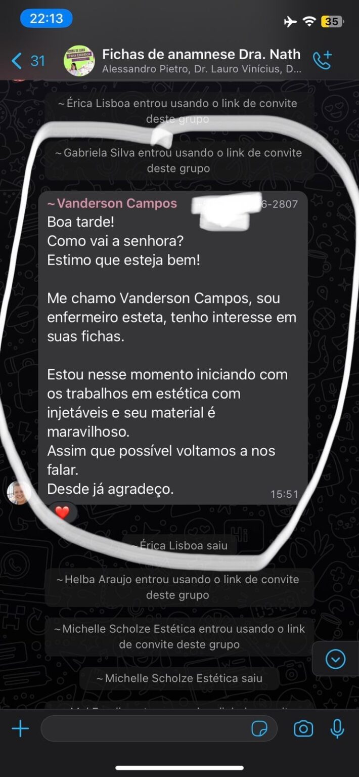 O Curso Fábrica de Anamneses da Nath Funciona? Sim, o Curso Fábrica de Anamneses da Nath funciona. Você está buscando a excelência em sua clínica de estética? Deseja proporcionar uma experiência diferenciada para cada cliente, desde o primeiro contato até o acompanhamento pós-tratamento? Neste curso único no Brasil, você terá acesso vitalício a uma plataforma inovadora que oferece fichas de atendimento de alto padrão, projetadas para trazer praticidade e qualidade aos seus projetos em 2024. Essas fichas foram desenvolvidas pensando em cada detalhe, refletindo profissionalismo e sofisticação para impressionar seus clientes desde o início. O Curso Fábrica de Anamneses da Nath Vale a Pena? Sim, o Curso Fábrica de Anamneses da Nath vale a pena. A Dra. Nath, biomédica esteta com vasta experiência e certificações reconhecidas, é a criadora e idealizadora das Anamneses de Alta Performance. Sua expertise e conhecimento estão refletidos em cada detalhe dessas fichas, que foram validadas juridicamente para garantir segurança e confiança aos profissionais da estética. Se você deseja oferecer o melhor em sua clínica e se destacar no mercado de estética avançada, entre em contato hoje mesmo e descubra como essas fichas de anamneses podem transformar o seu negócio. Eleve sua estética a um novo patamar, onde cada visita é uma experiência que transcende as expectativas. Para quem o Curso Fábrica de Anamneses da Nath é Bom? Profissionais de Estética e Beleza: Esteticistas, cosmetologistas, terapeutas corporais e faciais que desejam elevar a qualidade dos seus serviços e a experiência dos clientes. Biomédicos Estetas e Profissionais da Saúde Estética: Biomédicos com especialização em estética, enfermeiros estetas e outros profissionais da saúde que atuam ou desejam atuar no segmento de estética avançada. Proprietários de Clínicas de Estética: Empreendedores que gerenciam clínicas de estética e desejam implementar prontuários de anamneses de alto padrão para diferenciar sua clínica no mercado. Estudantes de Estética e Áreas Relacionadas: Estudantes que buscam se capacitar e se destacar no mercado de estética com conhecimentos avançados em anamneses e prontuários. Profissionais em Busca de Atualização e Diferenciação: Profissionais que buscam se atualizar com as últimas tendências e protocolos da estética, procurando se diferenciar e oferecer serviços de alta qualidade.