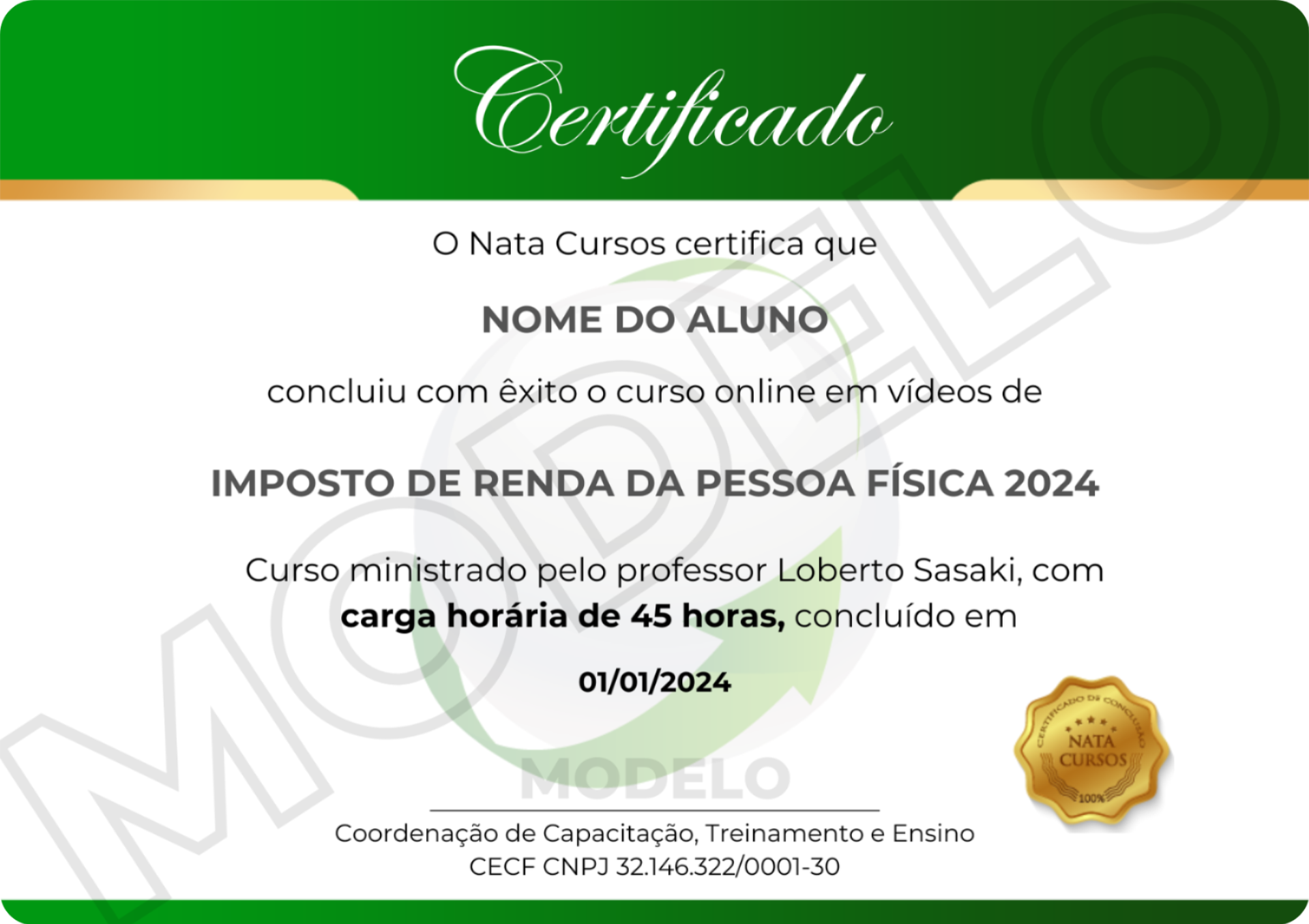 O Curso Imposto de Renda da Pessoa Física Funciona? Sim, o Curso Imposto de Renda da Pessoa Física funciona. O curso de Imposto de Renda da Pessoa Física (IRPF) oferece uma jornada completa, do básico ao avançado, para quem deseja se tornar um especialista em IRPF. Com mais de três décadas de tradição, o curso é atualizado anualmente, garantindo conteúdo inovador e de qualidade para os alunos. O diferencial do curso reside na sua abordagem prática e didática. Utilizando uma linguagem acessível e um método objetivo, o curso proporciona uma experiência de ensino-aprendizagem eficaz. Ele não apenas ensina a operar o programa de declaração de IR, mas também foca em interpretar e aplicar a extensa legislação tributária, preparando os alunos para evitar erros que os levem à malha fina. Ao longo do curso, os alunos têm a oportunidade de explorar diversos tópicos relacionados ao IRPF, desde a compreensão dos conceitos básicos até questões mais complexas, como formas de apuração mensal do IR, deduções permitidas, previdência social, ganhos de capital, entre outros. Além disso, são oferecidos bônus especiais, como cursos adicionais sobre temas específicos e acesso a uma comunidade online para troca de conhecimento. O Curso Imposto de Renda da Pessoa Física Vale a Pena? Sim, o Curso Imposto de Renda da Pessoa Física vale a pena. O curso é ministrado por Loberto Sasaki, um renomado professor com vasta experiência nas áreas contábil, tributária, trabalhista e previdenciária. Sua missão é tornar o conteúdo complexo em algo simples e interessante, facilitando assim o aprendizado dos alunos. Com uma carga horária de 45 horas e acesso ilimitado por um ano, os alunos têm flexibilidade para estudar no seu próprio ritmo. Além disso, o curso oferece material de acompanhamento em PDF, acesso imediato após a inscrição e certificado de conclusão válido em todo o território nacional. Em resumo, o curso de IRPF 2024 é uma oportunidade para quem deseja se capacitar profissionalmente, ganhar dinheiro oferecendo serviços de consultoria e preenchimento de declarações de IRPF, e evitar problemas com a Receita Federal. Com uma abordagem prática, didática e atualizada, ele prepara os alunos para se destacarem no mercado e obterem sucesso em suas atividades relacionadas ao imposto de renda. Para quem o Curso Imposto de Renda da Pessoa Física é Bom? Profissionais da área contábil e financeira: Contadores, analistas financeiros, auditores e profissionais que lidam diretamente com a elaboração e análise de declarações de imposto de renda podem se beneficiar do curso para aprimorar seus conhecimentos e habilidades. Estudantes e universitários: Alunos de cursos relacionados à contabilidade, administração, economia e áreas afins podem utilizar o curso para complementar sua formação acadêmica e se preparar para o mercado de trabalho. Empreendedores e autônomos: Pequenos empresários, microempreendedores individuais (MEIs) e profissionais autônomos que desejam entender melhor as regras fiscais relacionadas ao imposto de renda e evitar erros na elaboração de suas declarações. Interessados em se tornar consultores de IRPF: O curso oferece a oportunidade de aprender não apenas a preencher declarações de imposto de renda, mas também a interpretar a legislação tributária e oferecer serviços de consultoria para outras pessoas físicas. Qualquer pessoa interessada em aprender sobre o IRPF: O curso é projetado para ser acessível a qualquer pessoa que queira entender melhor o funcionamento do imposto de renda, independentemente de sua formação ou experiência prévia na área.